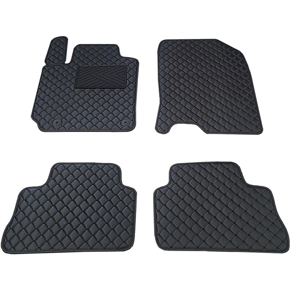 Eco leather mats QuiltyMats HYUNDAI KONA 2017-2023 (Black / black stitching)