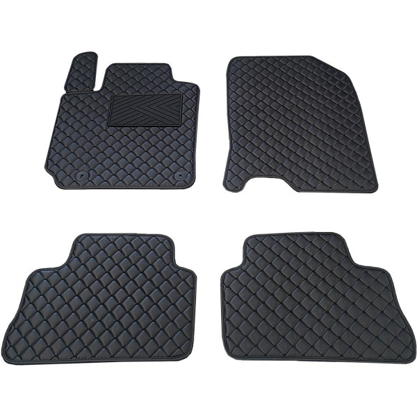 Eco leather mats QuiltyMats HYUNDAI KONA 2017-2023 (Black / black stitching)