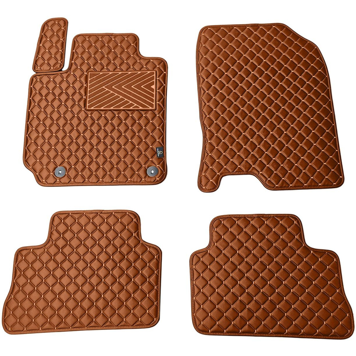 Eco leather mats QuiltyMats HYUNDAI KONA 2017-2023 (Brown / brown stitching)