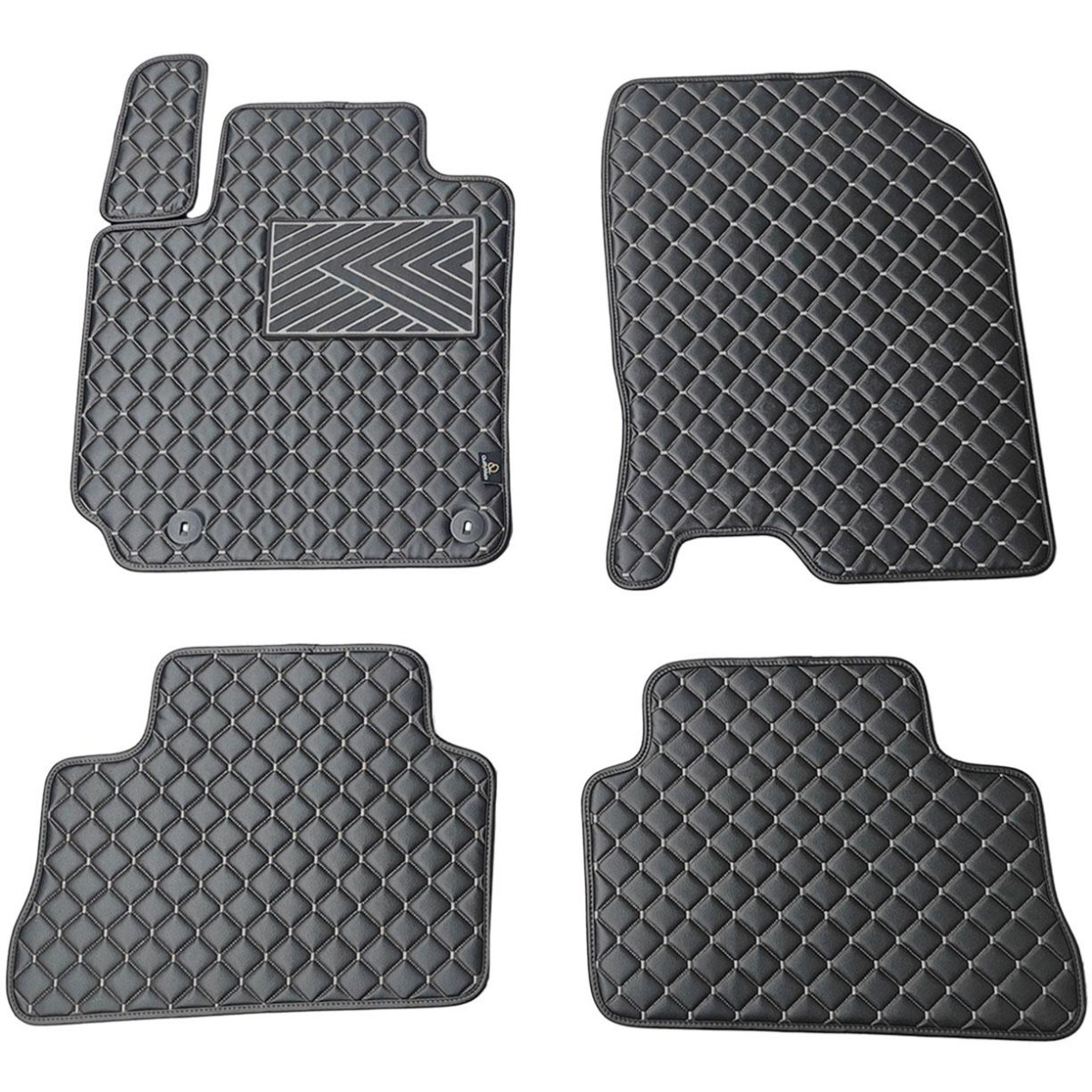 Eco leather mats QuiltyMats HYUNDAI KONA from 2017 (Black / gray stitching)
