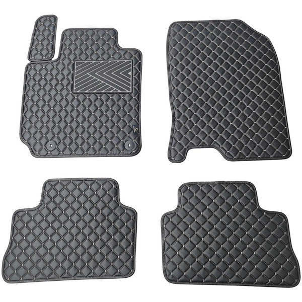 Eco leather mats QuiltyMats HYUNDAI KONA from 2017 (Black / gray stitching)