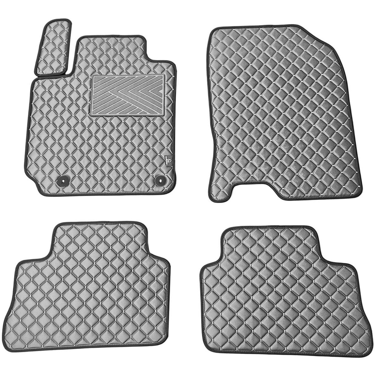 Eco leather mats QuiltyMats HYUNDAI KONA from 2017 (Grey / gray stitching)