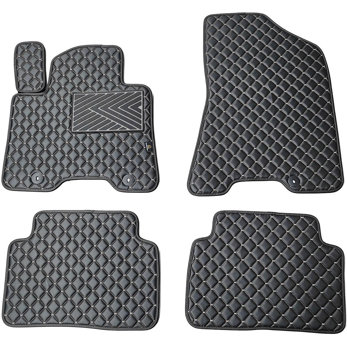 Eco leather mats QuiltyMats HYUNDAI TUCSON 2015-2021 (3 karta TL) (Black / gray stitching)