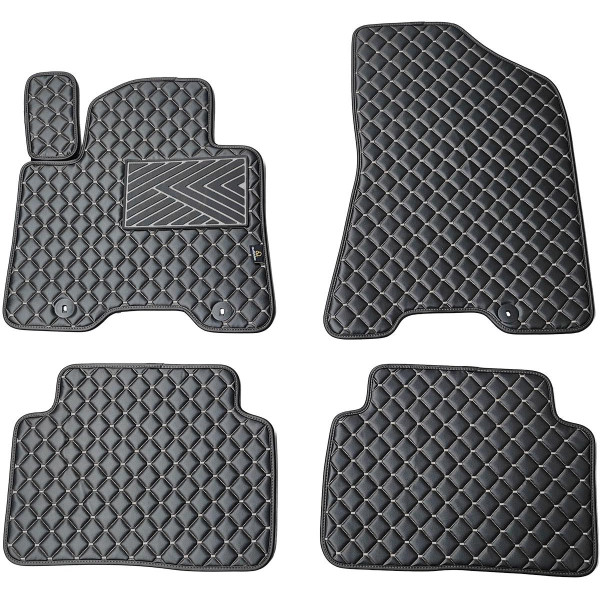 Eco leather mats QuiltyMats HYUNDAI TUCSON 2015-2021 (3 karta TL) (Black / gray stitching)