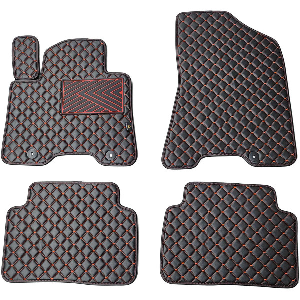 Eco leather mats QuiltyMats HYUNDAI TUCSON 2015-2021 (3 karta TL) (Black / red stitching)