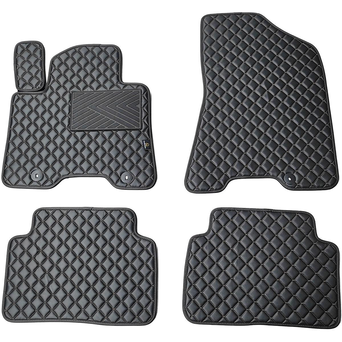 Eco leather mats QuiltyMats HYUNDAI TUCSON 2015-2021 (TL) (Black / black stitching)