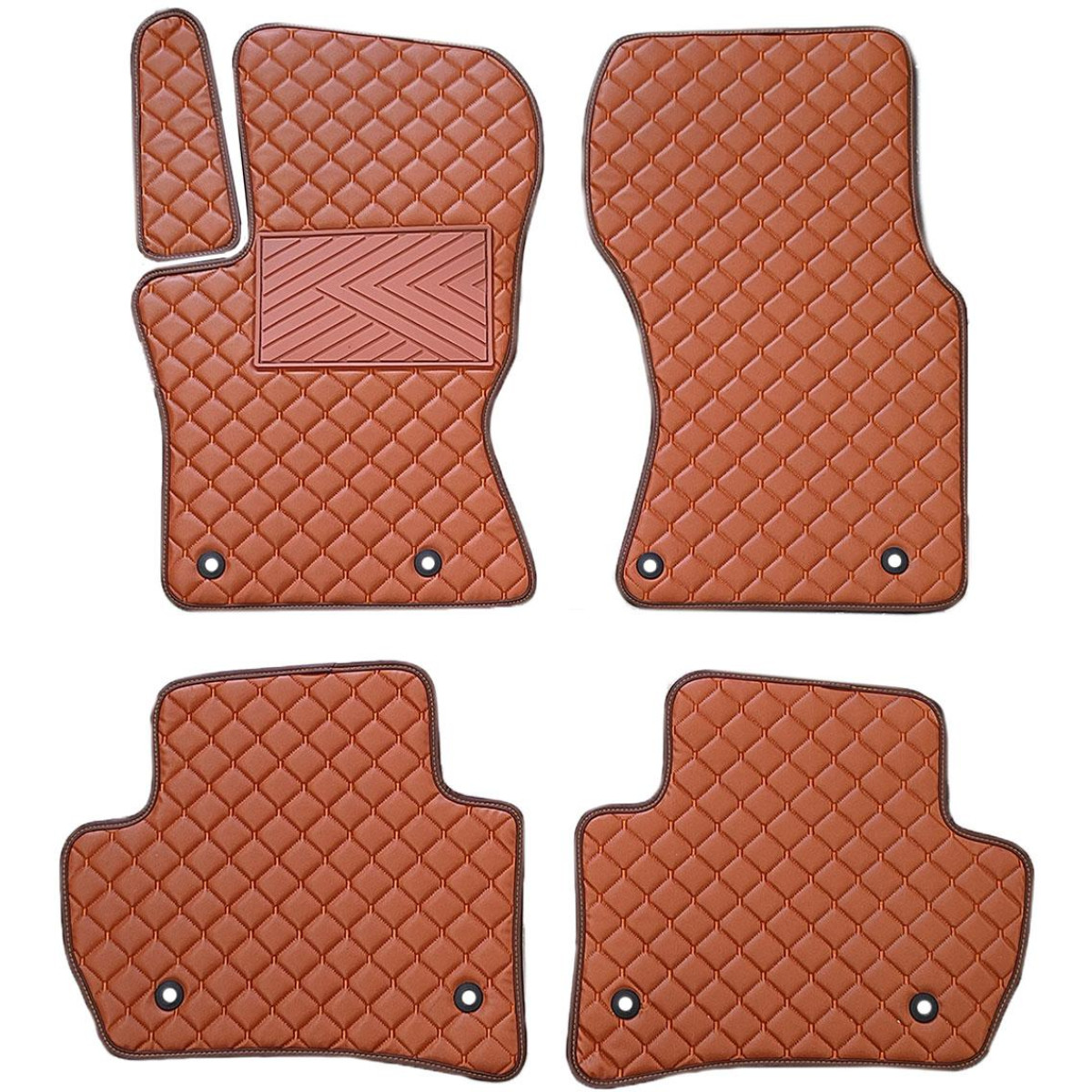 Eco leather mats QuiltyMats JAGUAR F-PACE 2016-2025 (Brown / brown stitching)