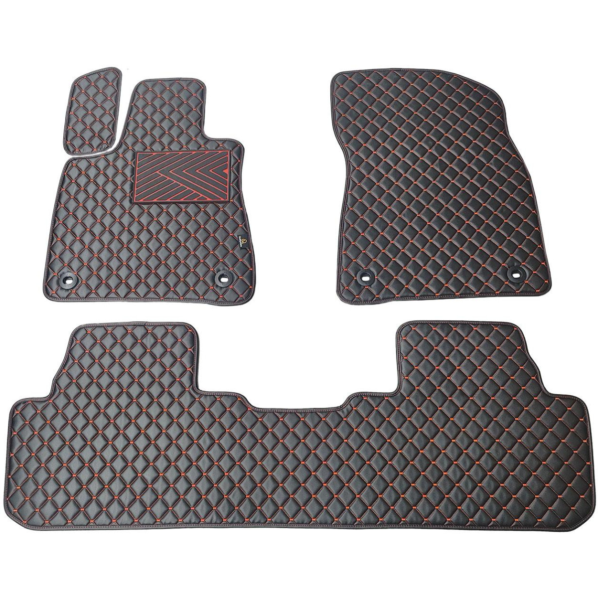 Eco leather mats QuiltyMats LEXUS RX 2015-2022 (Black / red stitching)