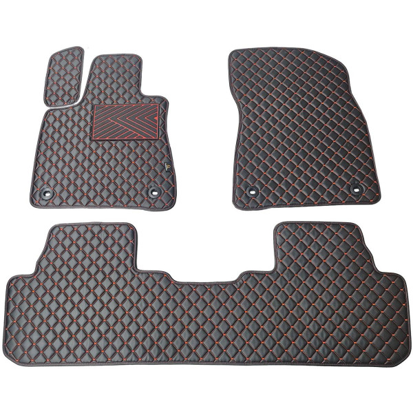 Eco leather mats QuiltyMats LEXUS RX 2015-2022 (Black / red stitching)