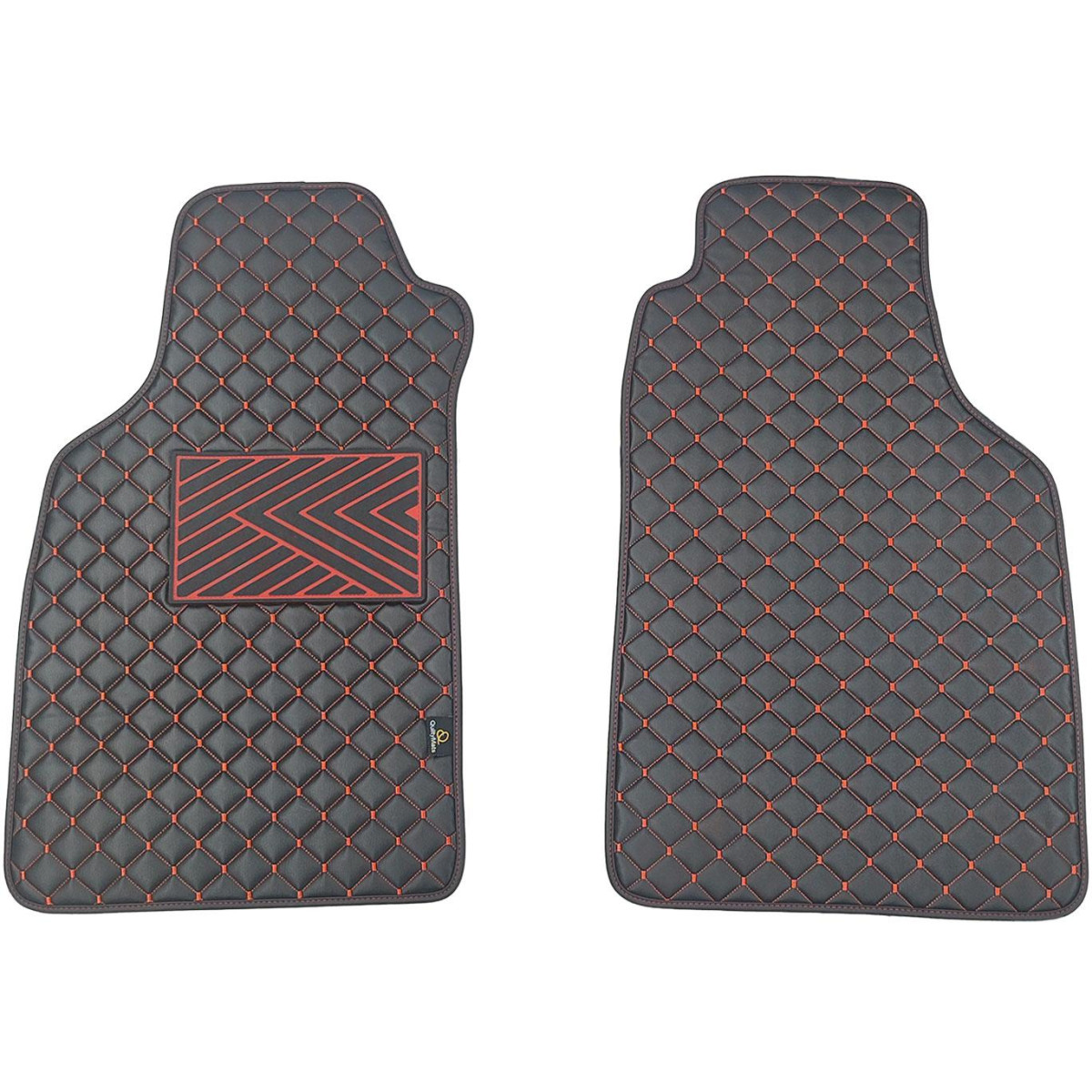 Eco leather mats QuiltyMats LIGIER JS50 from 2012 (Black / red stitching)