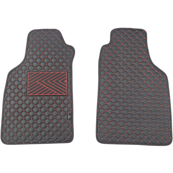 Eco leather mats QuiltyMats LIGIER JS50 from 2012 (Black / red stitching)