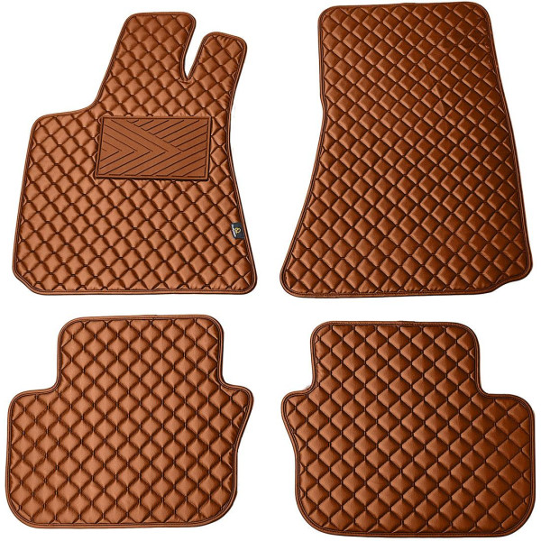 Eco leather mats QuiltyMats MASERATI GHIBLI 2013-2023 (Brown / brown stitching)