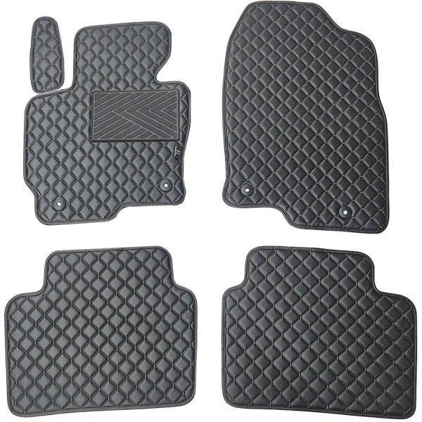 Eco leather mats QuiltyMats MAZDA CX-5 2012-2016 (Black / black stitching)