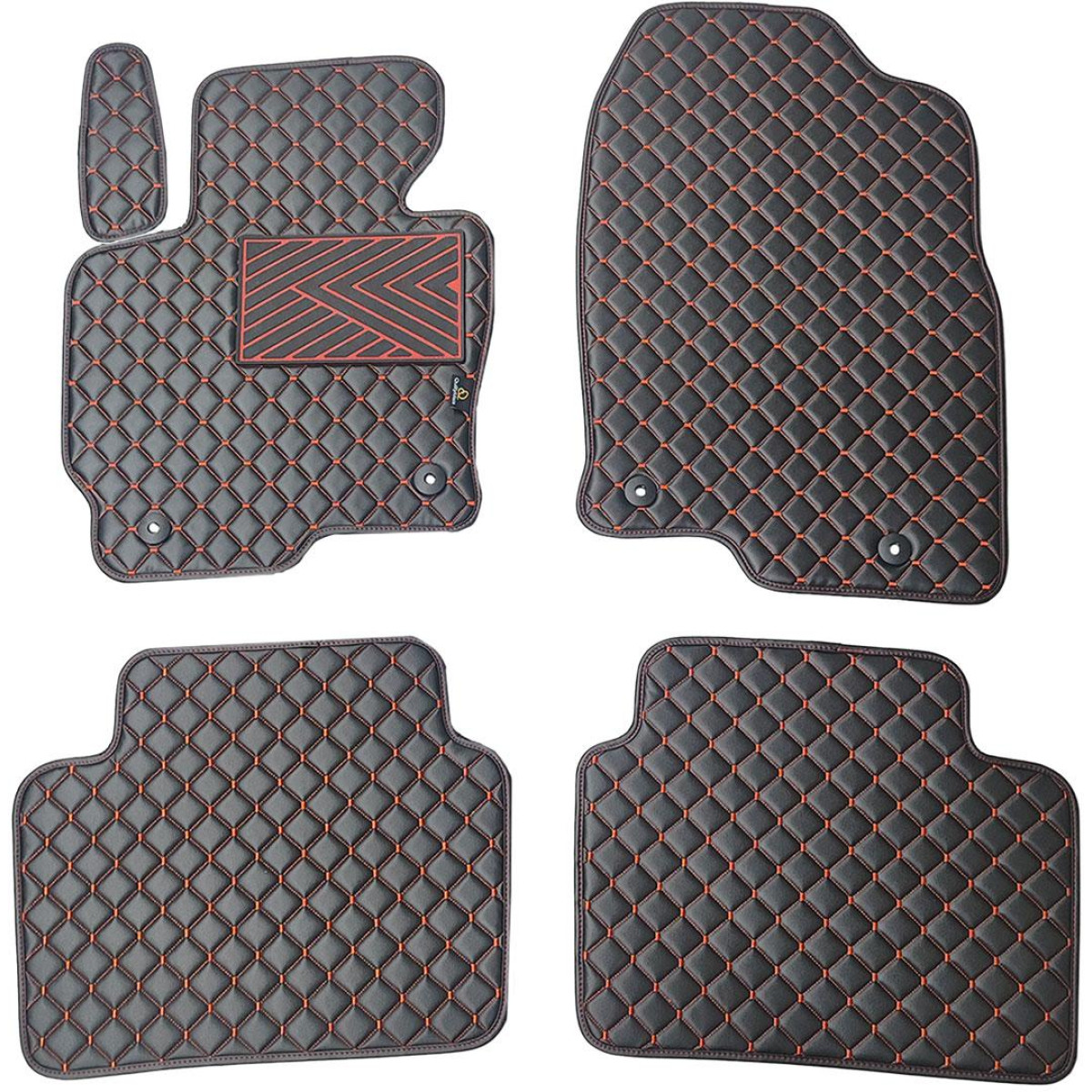 Eco leather mats QuiltyMats MAZDA CX-5 2012-2016 (Black / red stitching)