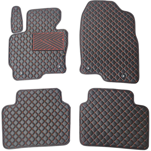 Eco leather mats QuiltyMats MAZDA CX-5 2012-2016 (Black / red stitching)