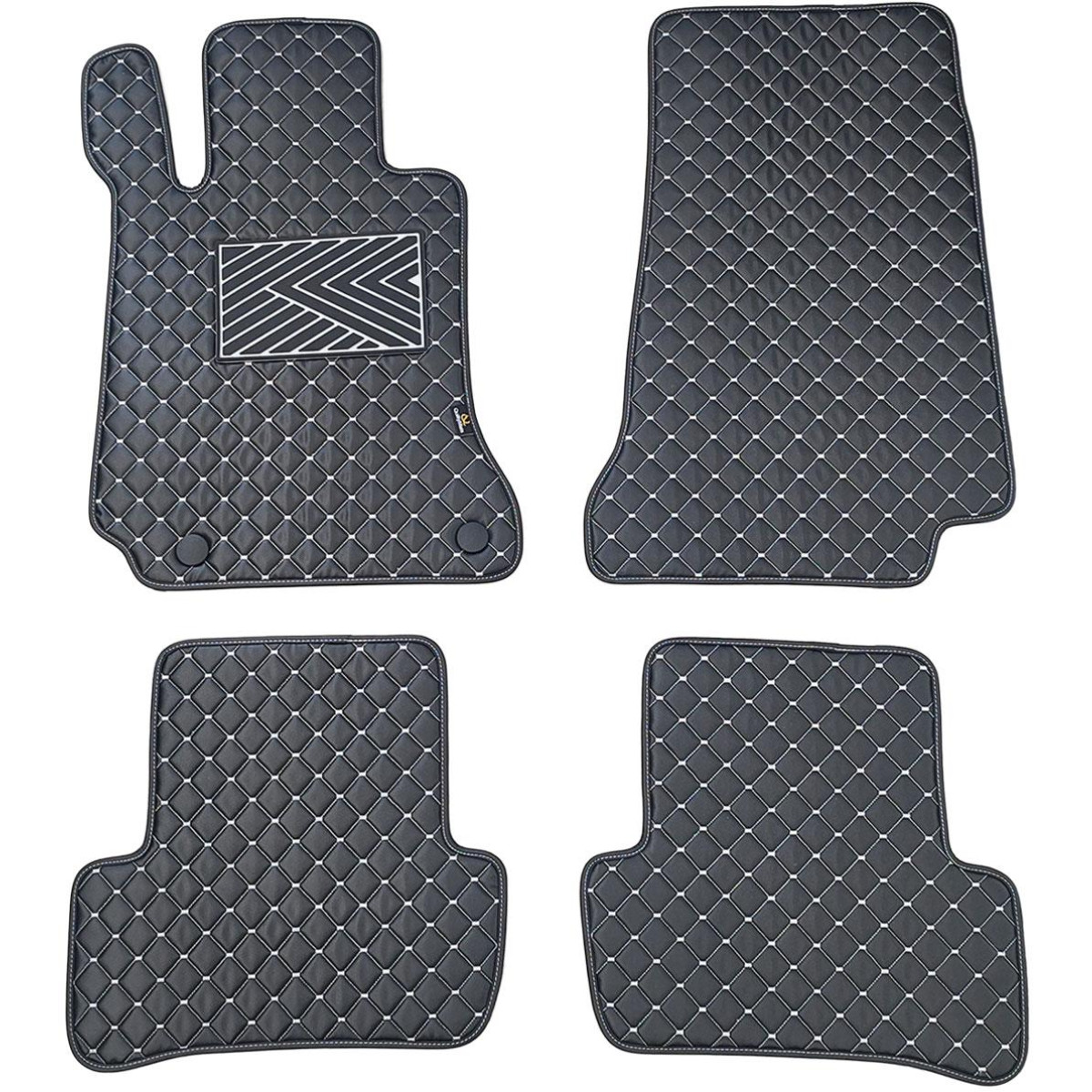 Eco leather mats QuiltyMats MERCEDES-BENZ C-class W205 2014-2021 (Black / gray stitching)