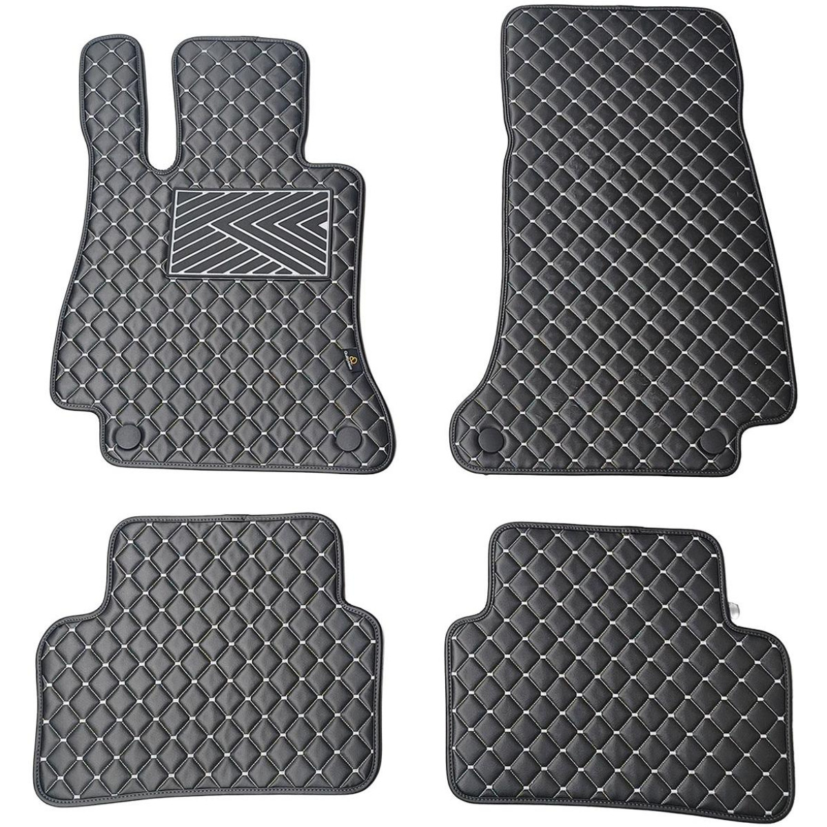 Eco leather mats QuiltyMats MERCEDES-BENZ E-class W213 2016-2023 (Black / gray stitching)