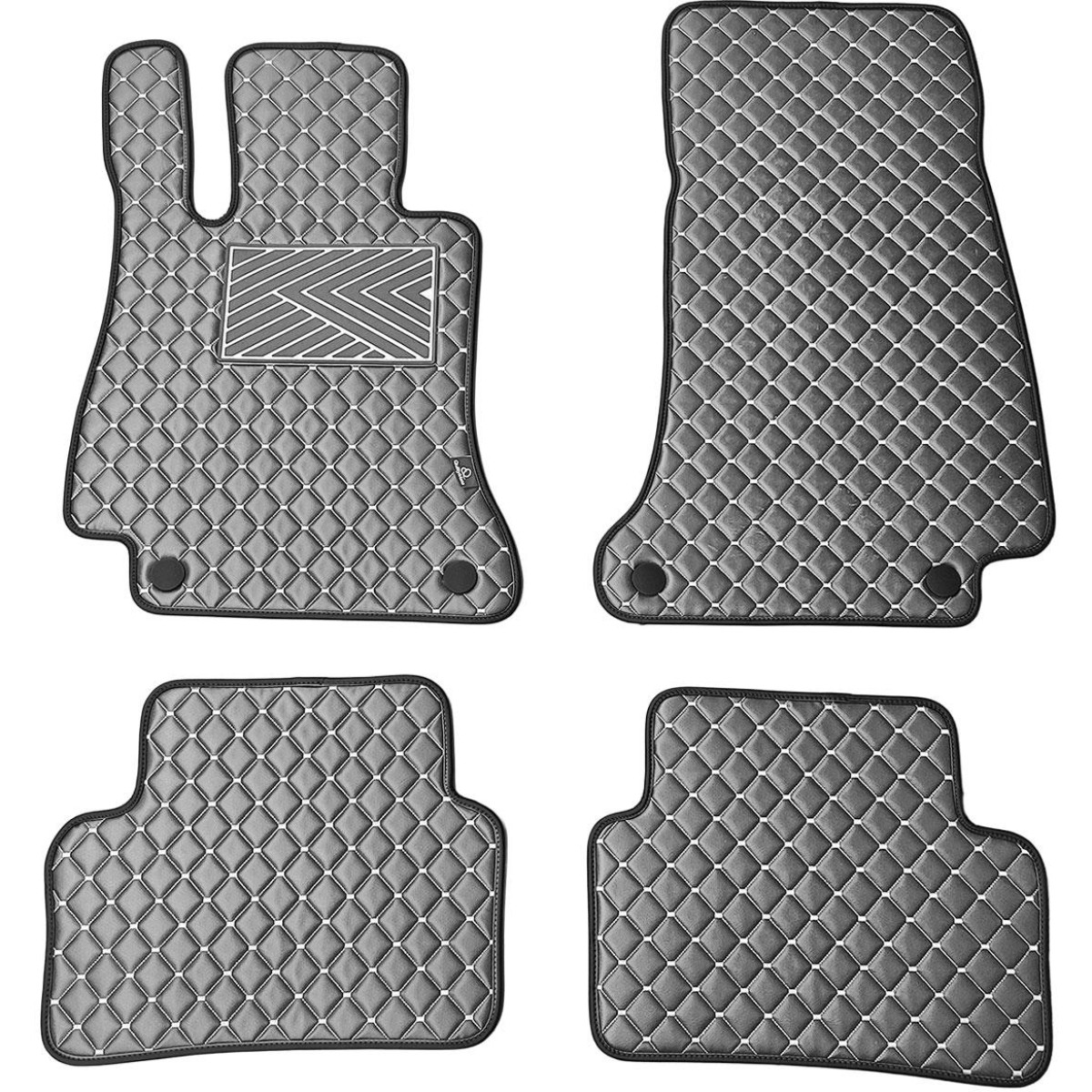 Eco leather mats QuiltyMats MERCEDES-BENZ E-class W213 2016-2023 (Grey / gray stitching)