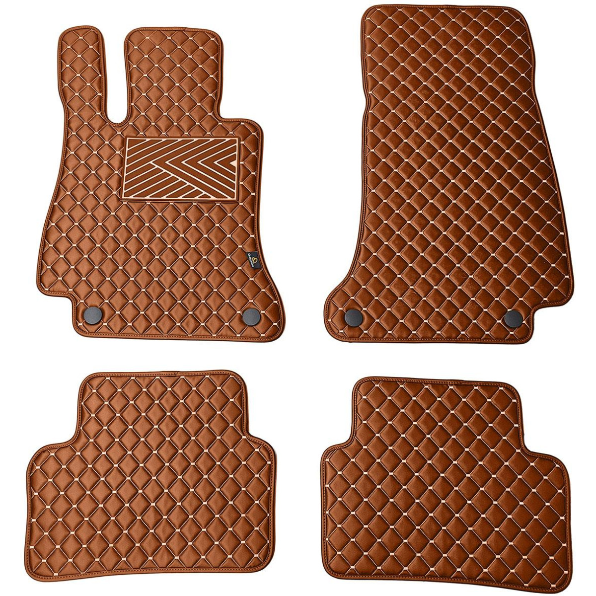 Eco leather mats QuiltyMats MERCEDES-BENZ E-class W213 2016-2023 (Brown / brown stitching)