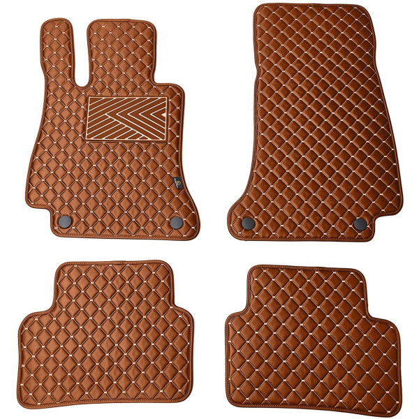 Eco leather mats QuiltyMats MERCEDES-BENZ E-class W213 2016-2023 (Brown / brown stitching)