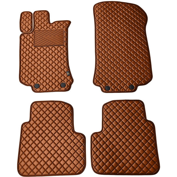 Eco leather mats QuiltyMats MERCEDES-BENZ R-class W251 2005-2015 (Brown / brown stitching)