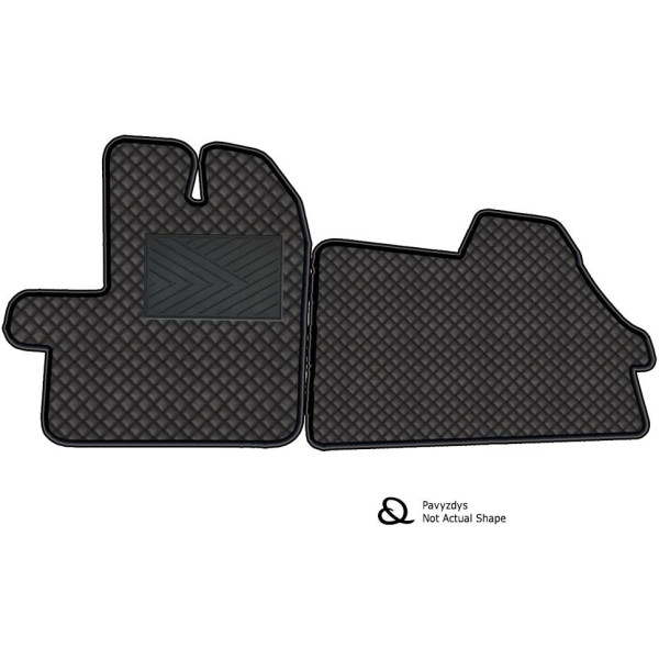 Eco leather mats QuiltyMats PEUGEOT EXPERT from 2016 (I row) (Black / black stitching)