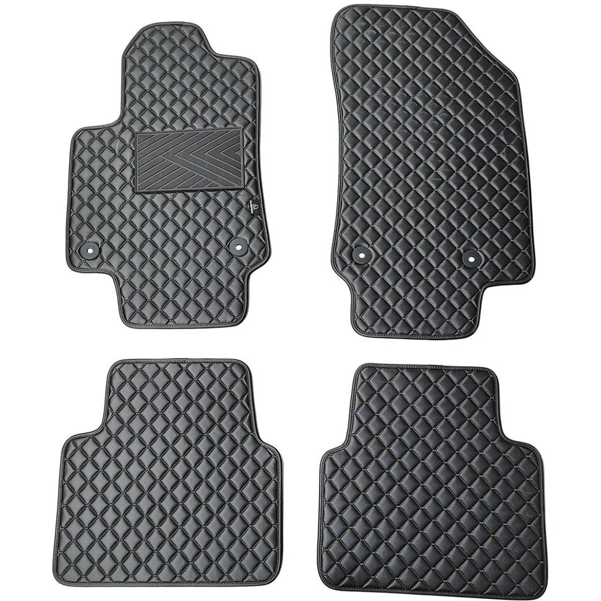 Eco leather mats QuiltyMats OPEL CROSSLAND X 2017-2024 (Black / black stitching)