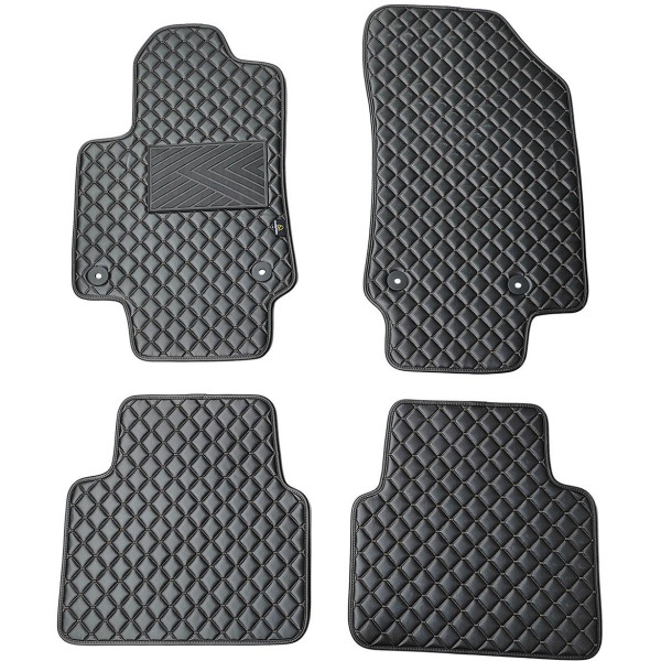 Eco leather mats QuiltyMats OPEL CROSSLAND X 2017-2024 (Black / black stitching)