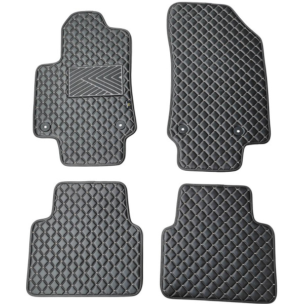 Eco leather mats QuiltyMats OPEL CROSSLAND X 2017-2024 (Black / gray stitching)