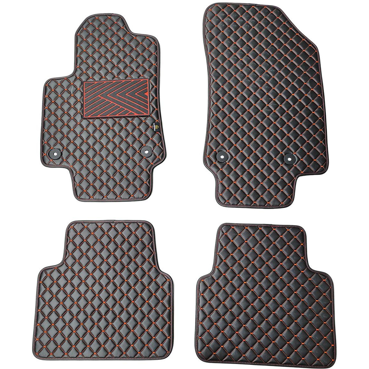 Eco leather mats QuiltyMats OPEL CROSSLAND X 2017-2024 (Black / red stitching)