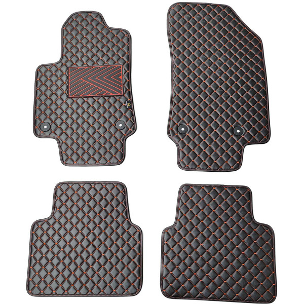 Eco leather mats QuiltyMats OPEL CROSSLAND X 2017-2024 (Black / red stitching)