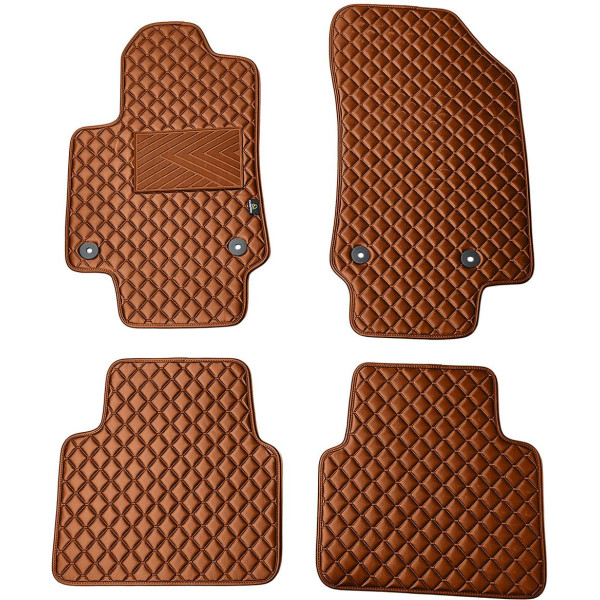 Eco leather mats QuiltyMats OPEL CROSSLAND X 2017-2024 (Brown / brown stitching)