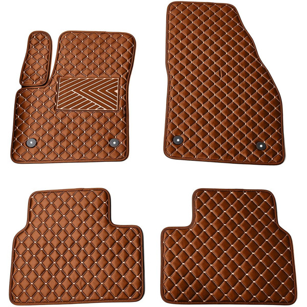 Eco leather mats QuiltyMats OPEL MERIVA 2010-2017 (B) (Brown / brown stitching)