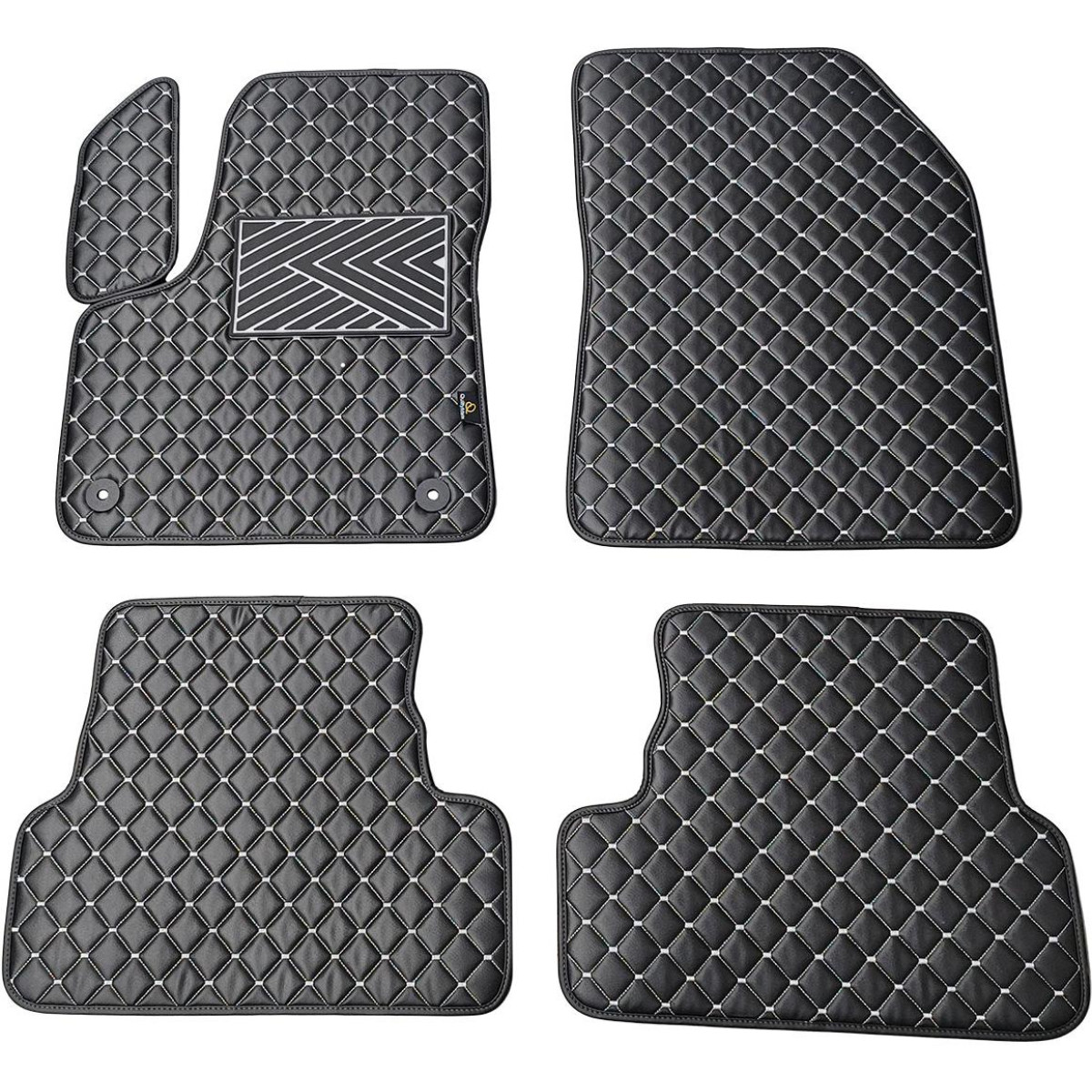 Eco leather mats QuiltyMats PEUGEOT 3008 2017-2024 (Black / gray stitching)
