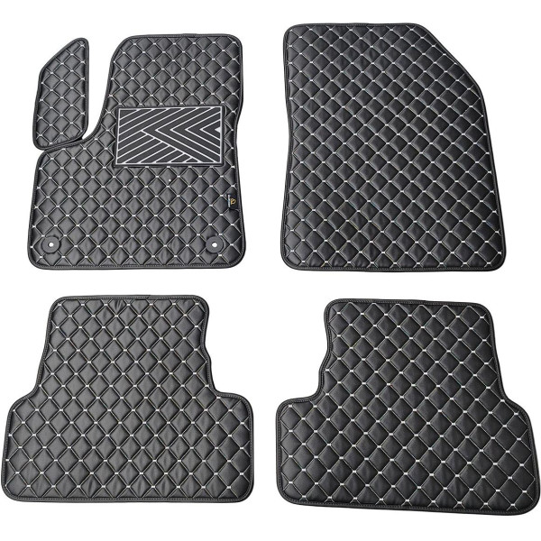 Eco leather mats QuiltyMats PEUGEOT 3008 2017-2024 (Black / gray stitching)