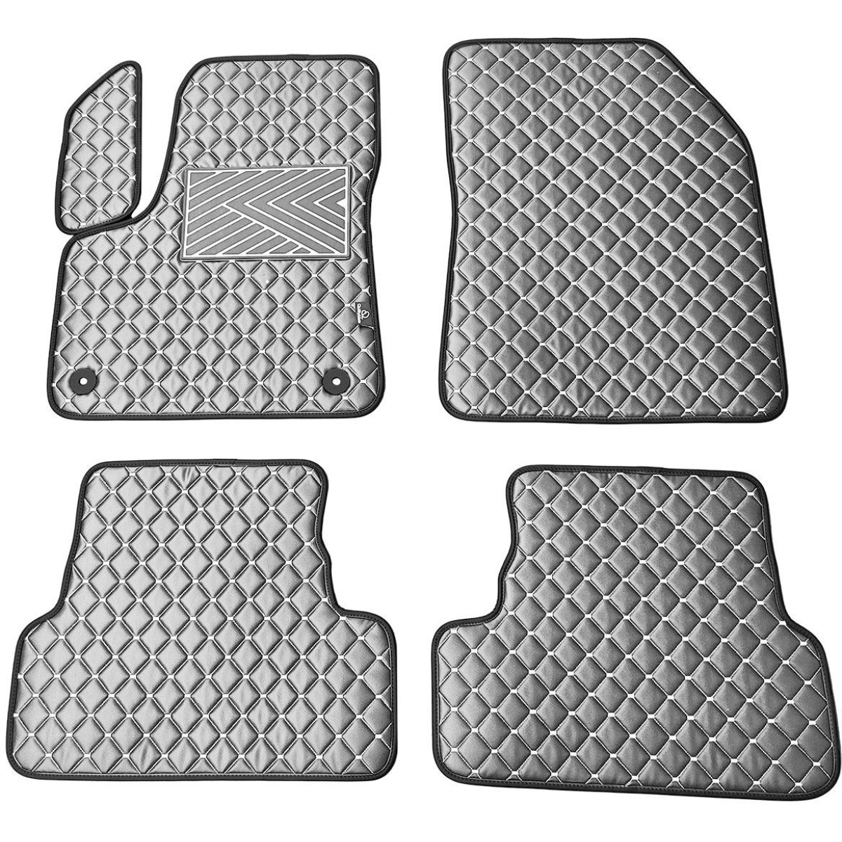 Eco leather mats QuiltyMats PEUGEOT 3008 2017-2024 (Grey / gray stitching)