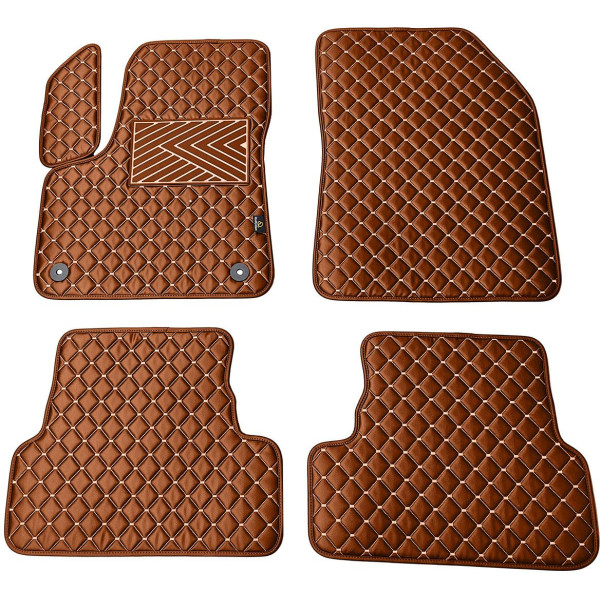 Eco leather mats QuiltyMats PEUGEOT 3008 2017-2024 (Brown / brown stitching)