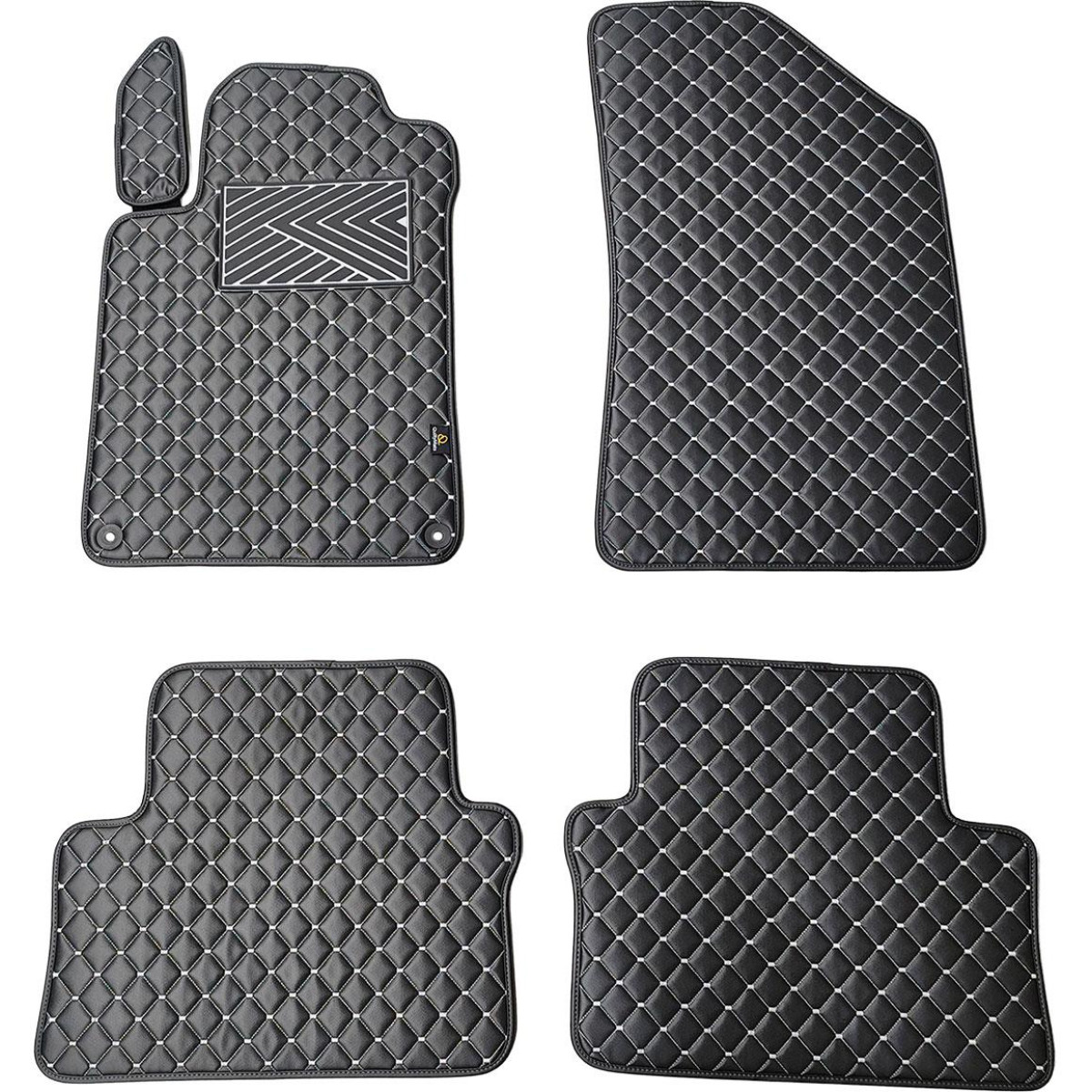 Eco leather mats QuiltyMats PEUGEOT 508 2011-2018 (Black / gray stitching)