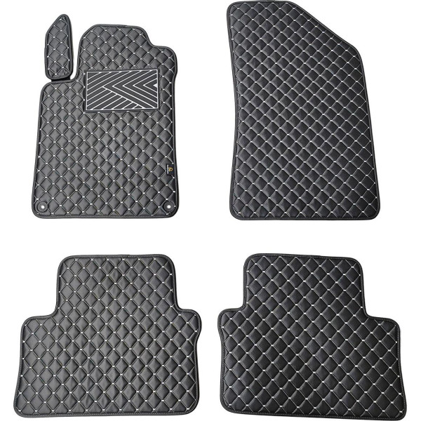 Eco leather mats QuiltyMats PEUGEOT 508 2011-2018 (Black / gray stitching)