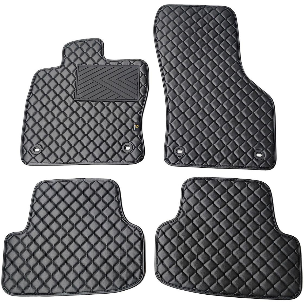 Eco leather mats QuiltyMats SKODA KAROQ from 2017 (Black / black stitching)