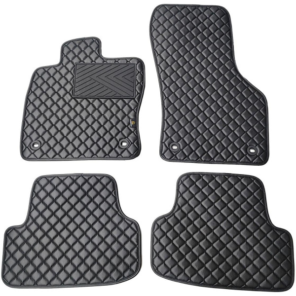 Eco leather mats QuiltyMats SKODA KAROQ from 2017 (Black / black stitching)