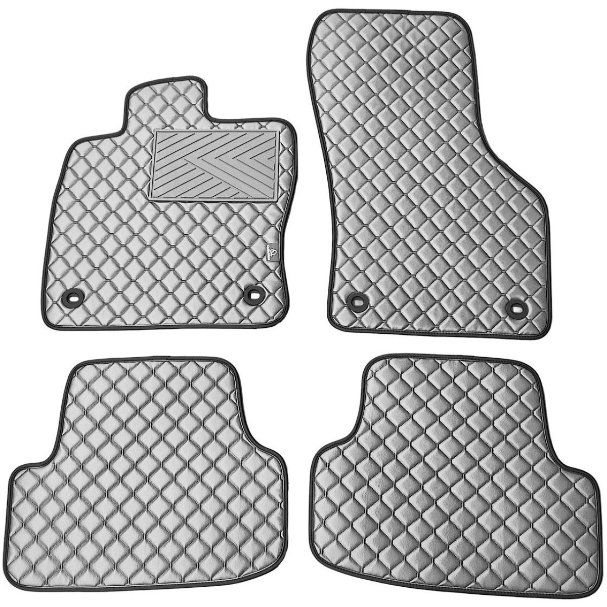Eco leather mats QuiltyMats SKODA KAROQ from 2017 (Grey / gray stitching)