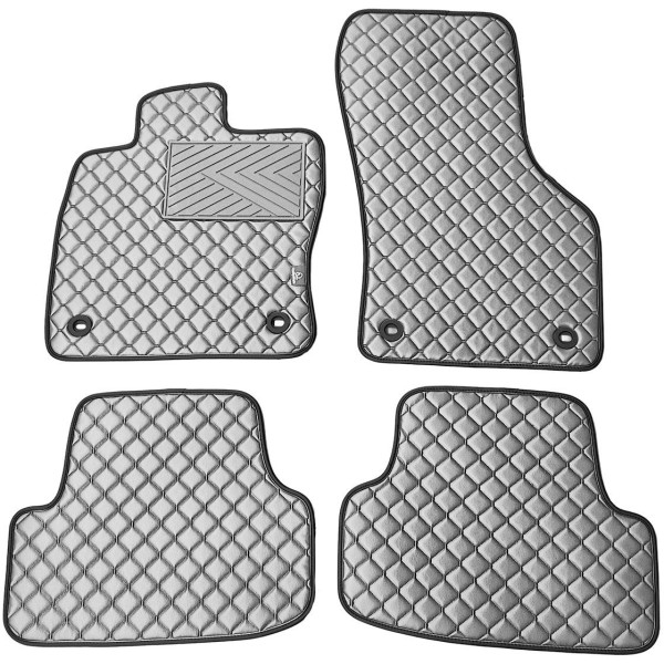 Eco leather mats QuiltyMats SKODA KAROQ from 2017 (Grey / gray stitching)