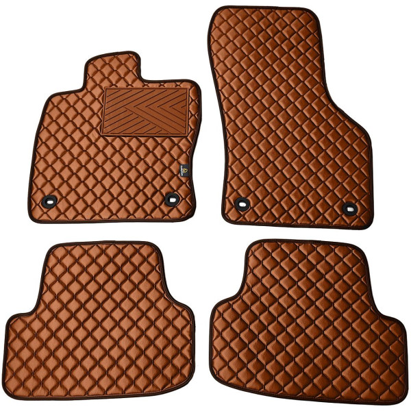 Eco leather mats QuiltyMats SKODA KAROQ from 2017 (Brown / brown stitching)