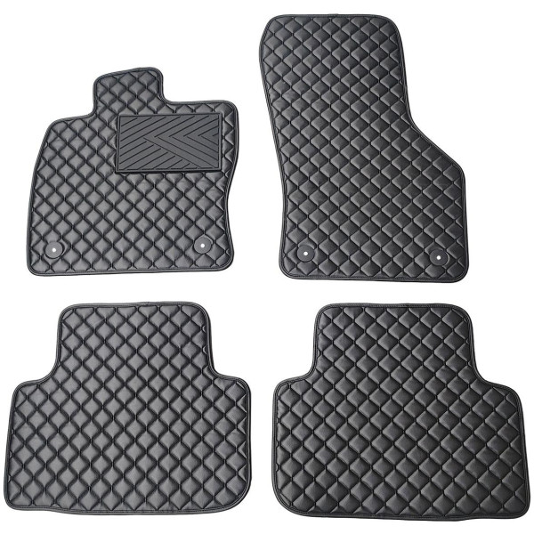 Eco leather mats QuiltyMats SKODA OCTAVIA 2013-2020 (Black / black stitching)