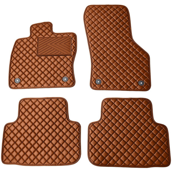 Eco leather mats QuiltyMats SKODA OCTAVIA from 2020 (Brown / brown stitching)