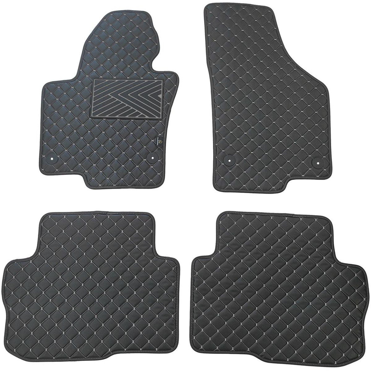 Eco leather mats QuiltyMats SKODA SUPERB 2008-2015 (Black / gray stitching)