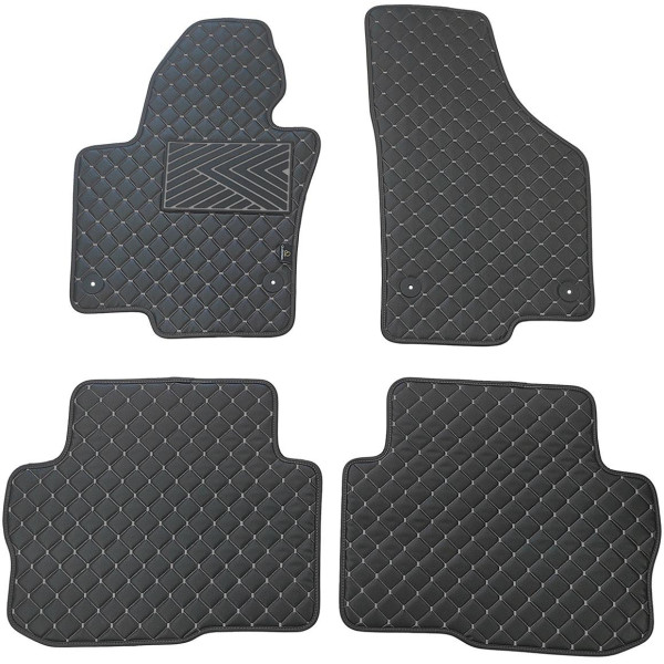 Eco leather mats QuiltyMats SKODA SUPERB 2008-2015 (Black / gray stitching)