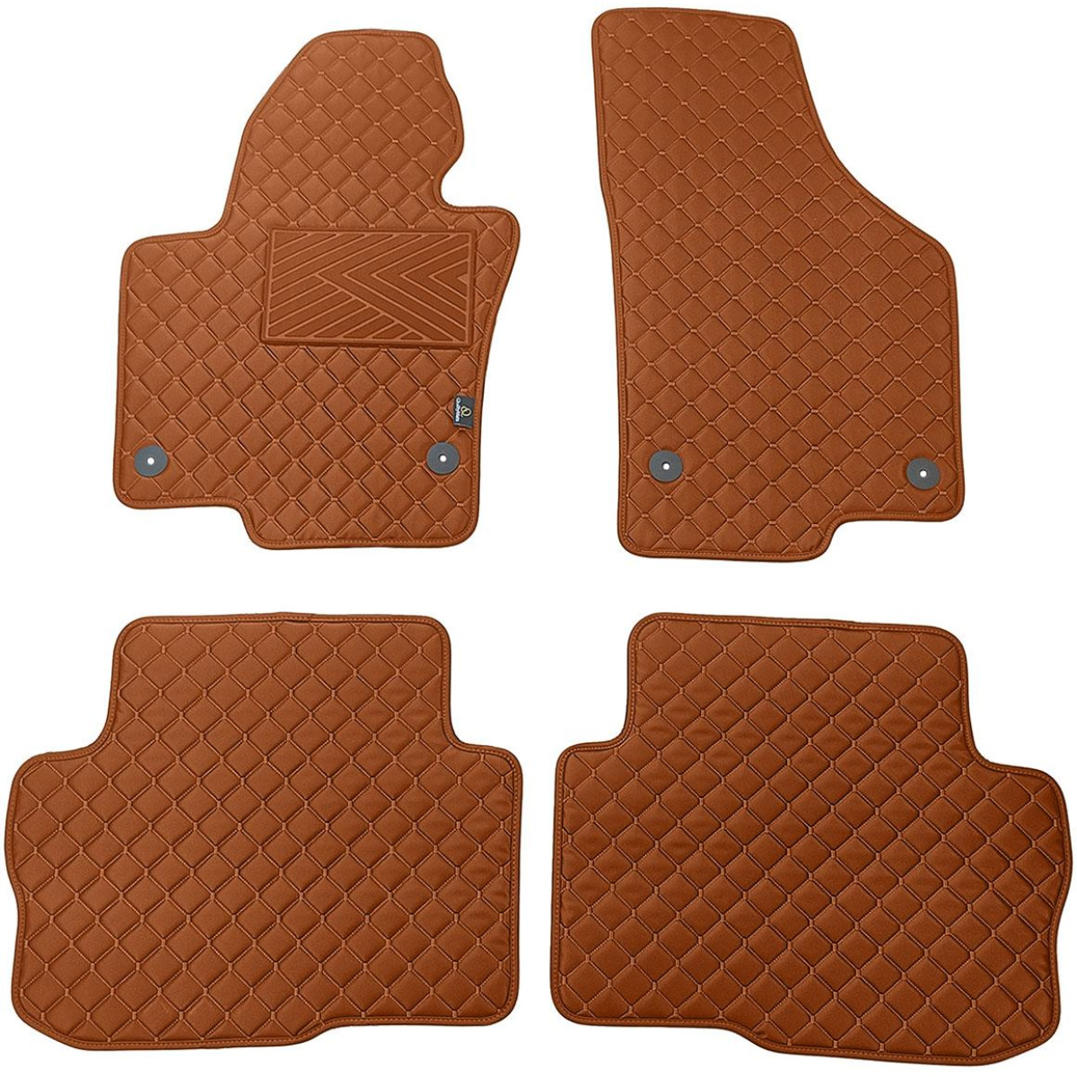Eco leather mats QuiltyMats SKODA SUPERB 2008-2015 (Brown / brown stitching)