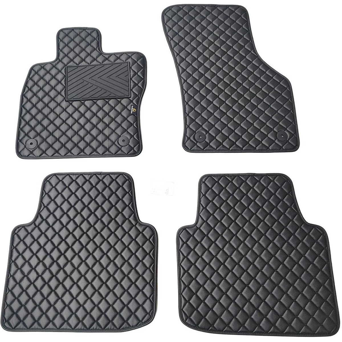 Eco leather mats QuiltyMats SKODA SUPERB 2015-2023 (Black / black stitching)